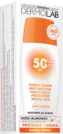 Fluido solare anti macchia viso e collo SPF50+ DERMOLAB