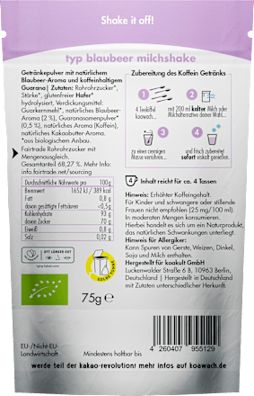 Getränkepulver, Milchshake Typ Blaubeer  koawach