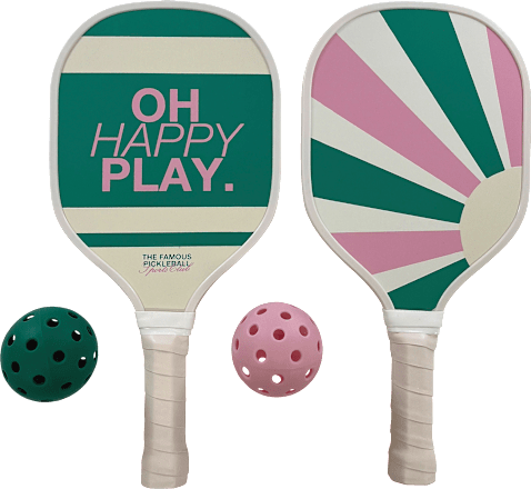 Pickleball Set aus Holz & PE, rosa/dunkelgrün/weiß  Dekorieren & Einrichten