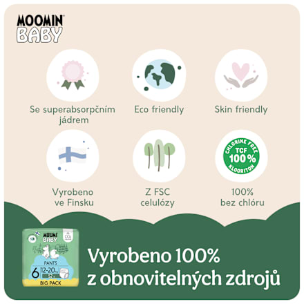 plenkové kalhotky velikost 6, 12-20 kg Muumi Baby