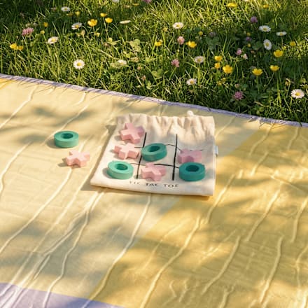 Tic Tac Toe-Spiel aus Holz im Jutebeutel, rosa/grün  Dekorieren & Einrichten