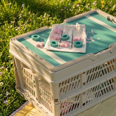 Tic Tac Toe-Spiel aus Holz im Jutebeutel, rosa/grün  Dekorieren & Einrichten