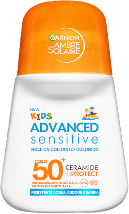 Roll-on solare colorato KIDS ADVANCED sensitive SPF50+ GARNIER AMBRE SOLAIRE