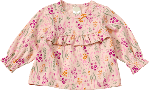 Langarmshirt Pro Climate mit Blumen-Muster & Rüschen, beige & rosa, Gr. 68 ALANA