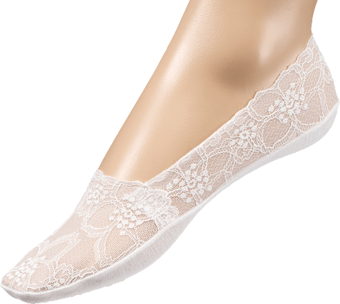 Füßlinge mit Spitze & Baumwoll-Sohle weiß Gr. 35-38 Fascino