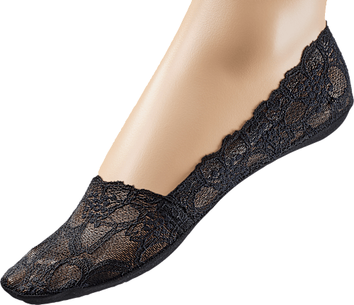 Füßlinge mit Spitze & Baumwoll-Sohle schwarz Gr. 39-42 Fascino