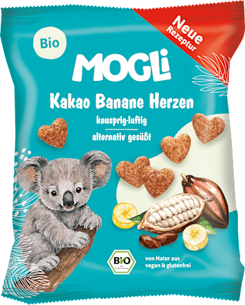 Kindersnack Kakao Banane Herzen ab 3 Jahren MOGLi