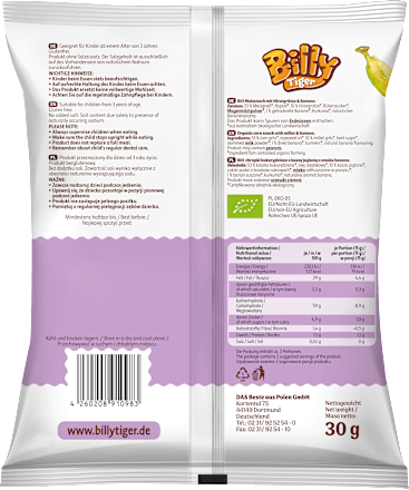 Kindersnack Mini Maisstangen mit Hirse Banane ab 3 Jahren Billy Tiger