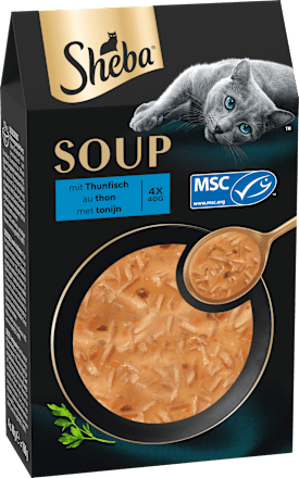 Nassfutter Katze Soup mit Thunfisch, Multipack (4x40 g) Sheba