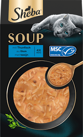 Nassfutter Katze Soup mit Thunfisch, Multipack (4x40 g) Sheba