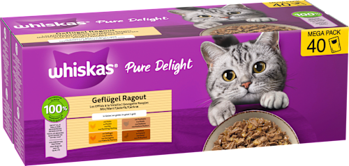 Nassfutter Katze Geflügel Ragout in Gelee, Pure Delight, Megapack (40x85 g) Whiskas