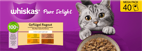 Nassfutter Katze Geflügel Ragout in Gelee, Pure Delight, Megapack (40x85 g) Whiskas