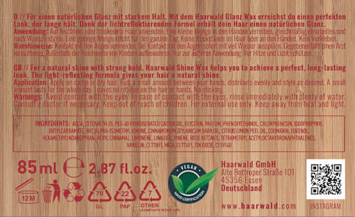 Haarwachs Red Wax Natürlicher Glanz HAARWALD