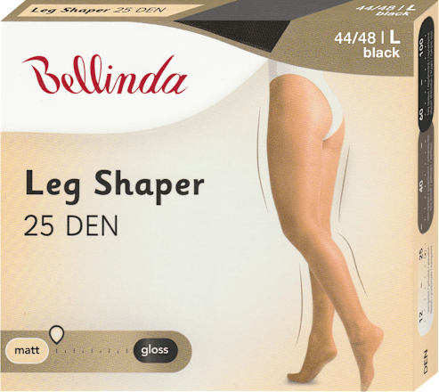 punčochové kalhoty Leg Shaper 25 DEN, velikost L 44/48, černé Bellinda