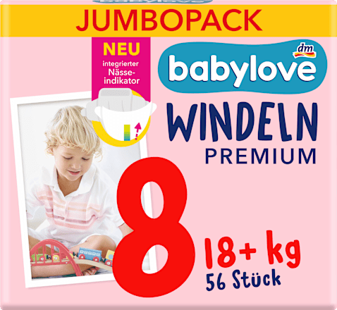 Pannolini premium taglia 8 (18+ kg), confezione Jumbo babylove