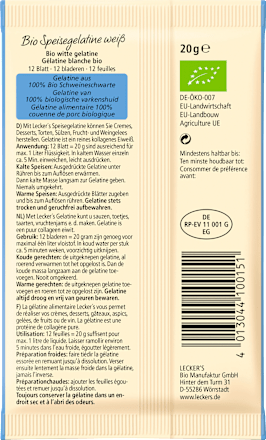 Żelatyna w listkach BIO Lecker's