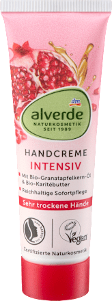 Handcreme Intensiv Bio-Granatapfel Bio-Karitébutter Reisegröße alverde NATURKOSMETIK