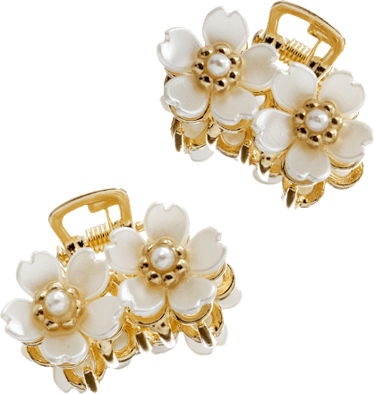 Haarklammern mit Blumen-Applikationen, Gold-Optik ebelin