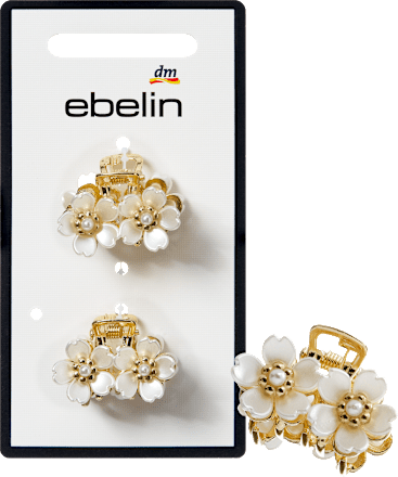 Haarklammern mit Blumen-Applikationen, Gold-Optik ebelin