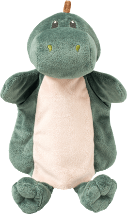 Handpuppe Dino, grün + beige fluffies