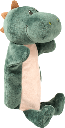 Handpuppe Dino, grün + beige fluffies
