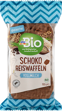 Bio Reiswaﬀeln mit Vollmilchschokolade dmBio