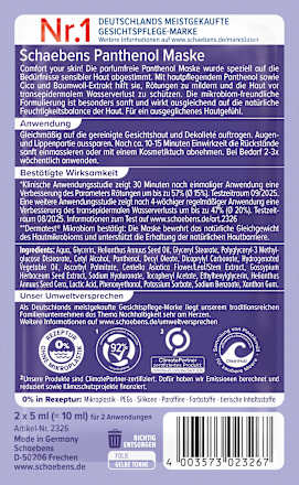 Gesichtsmaske Panthenol (2x5 ml) Schaebens
