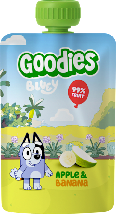 příkrm v sáčku Bluey jablko & banán Goodies