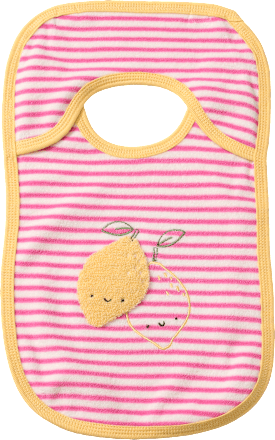 Lätzchen mit Zitronen-Applikation, rosa + weiß ALANA