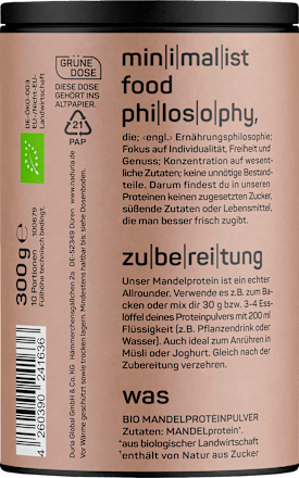 Proteinpulver Mandelprotein, ungesüßt Naduria