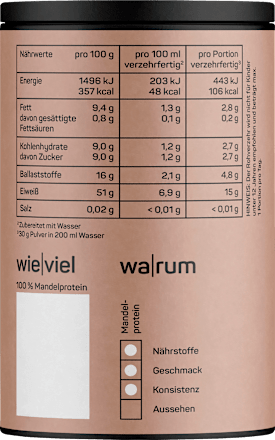 Proteinpulver Mandelprotein, ungesüßt Naduria