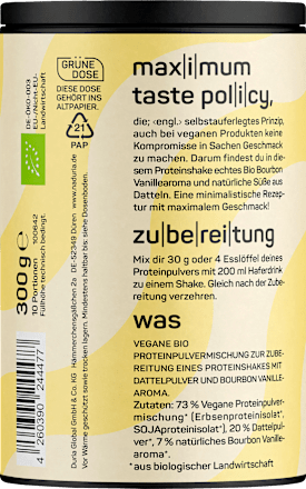 Proteinpulver Bourbon Vanille, vegan Naduria