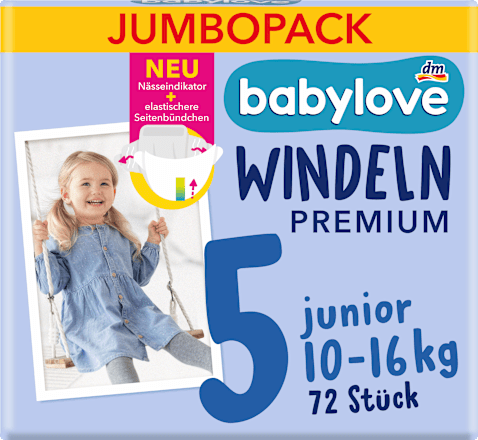 Scutece premium mărimea 5 Junior 10-16 kg babylove