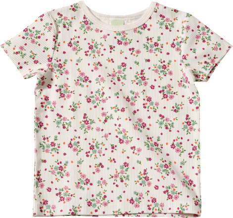 T-Shirt mit Blumen-Muster & Ripp-Struktur, weiß, Gr. 104 ALANA