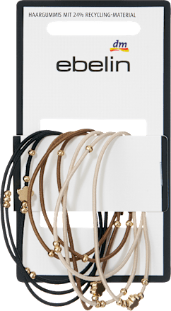 Haargummis mit Perlen, braun/schwarz/beige ebelin