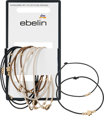 Haargummis mit Perlen, braun/schwarz/beige ebelin