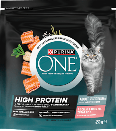 Trockenfutter Katze reich an Lachs, high protein PURINA ONE