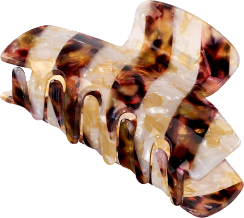 Haarklammer gestreift, weiß/braun ebelin