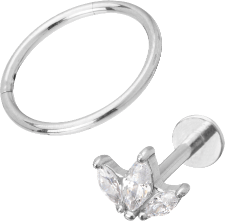 Ohr-Piercings 316L Stahl, silberfarben ebelin