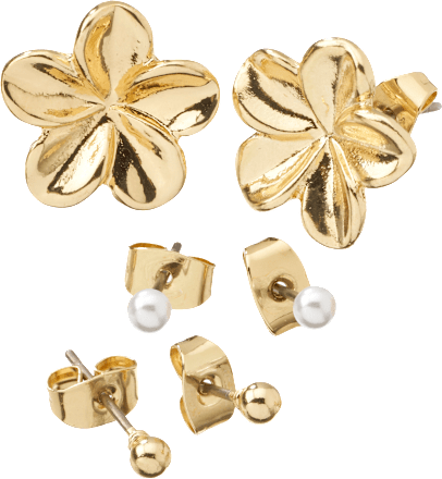 Ohrstecker mit Blumen & Perlen, Gold-Optik ebelin