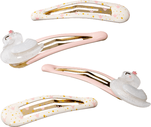Haarclips mit Schwänen & Kronen, rosa ebelin