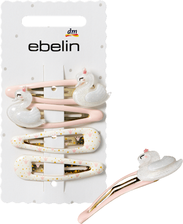 Haarclips mit Schwänen & Kronen, rosa ebelin