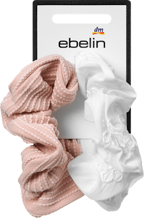Scrunchies Stickerei, rosa/weiß ebelin