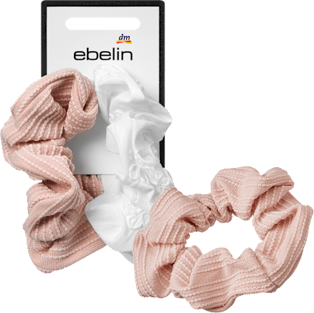 Scrunchies Stickerei, rosa/weiß ebelin