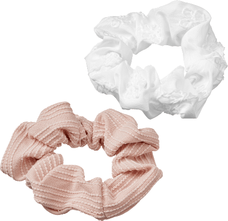 Scrunchies Stickerei, rosa/weiß ebelin