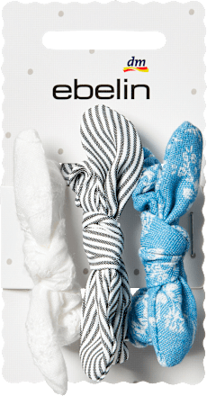 Scrunchies mit Schleifen, weiß/blau/grau ebelin