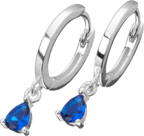 Creolen 925 Silber mit blauem Strassstein ebelin