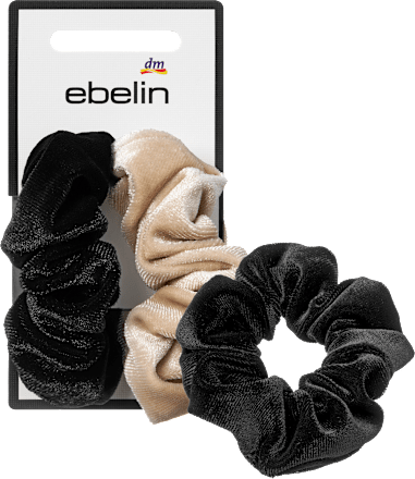 Scrunchies Samt-Optik, beige/schwarz ebelin
