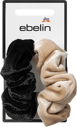 Scrunchies Samt-Optik, beige/schwarz ebelin