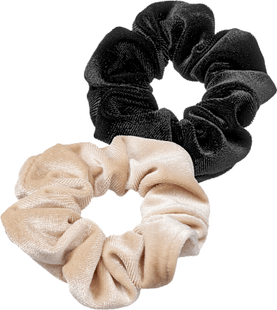 Scrunchies Samt-Optik, beige/schwarz ebelin
